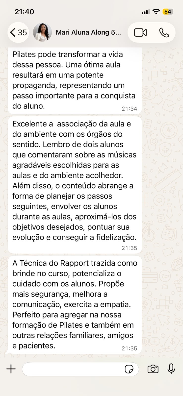 Depoimento real de aluna 4